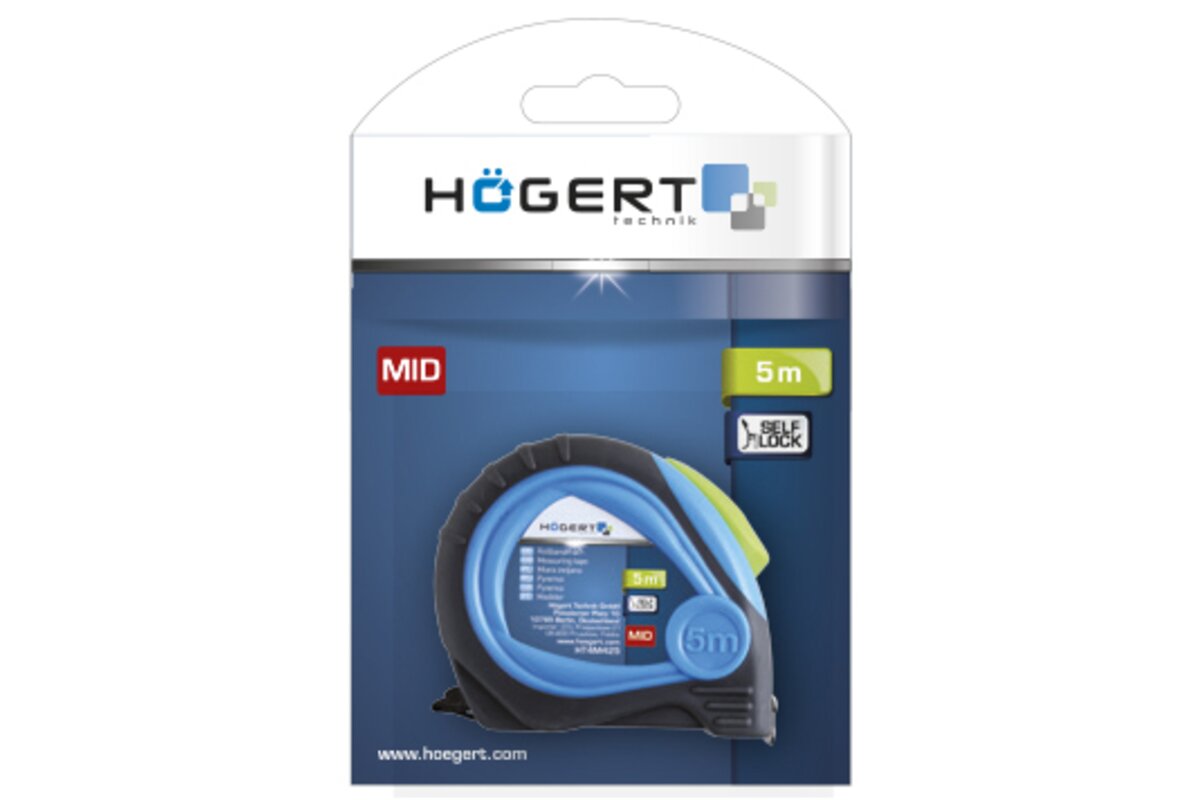 Tape measure 5 m x 19 mm, MID certified, teflon-coated blade