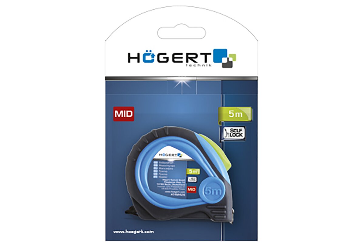 Tape measure 5 m x 25 mm, MID certified, teflon-coated blade