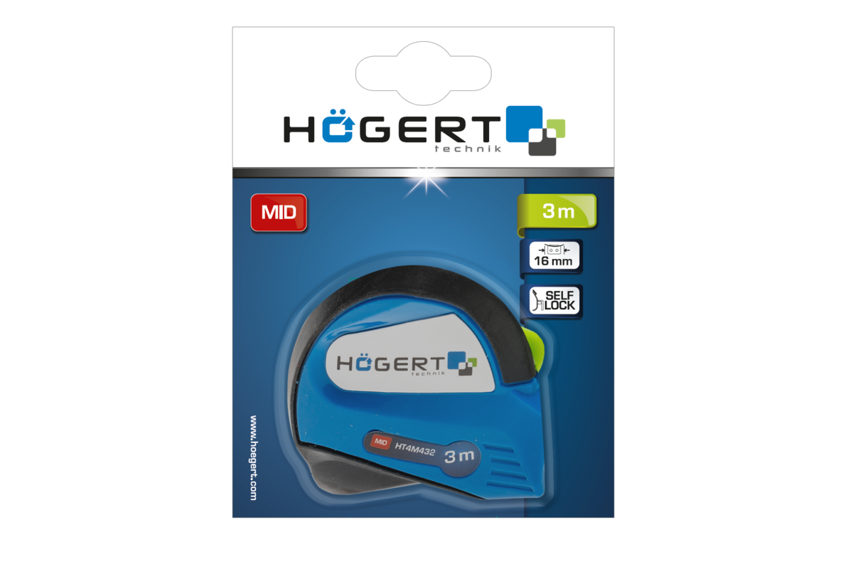Tape measure 3m x 16 mm, MID certified, with magnet