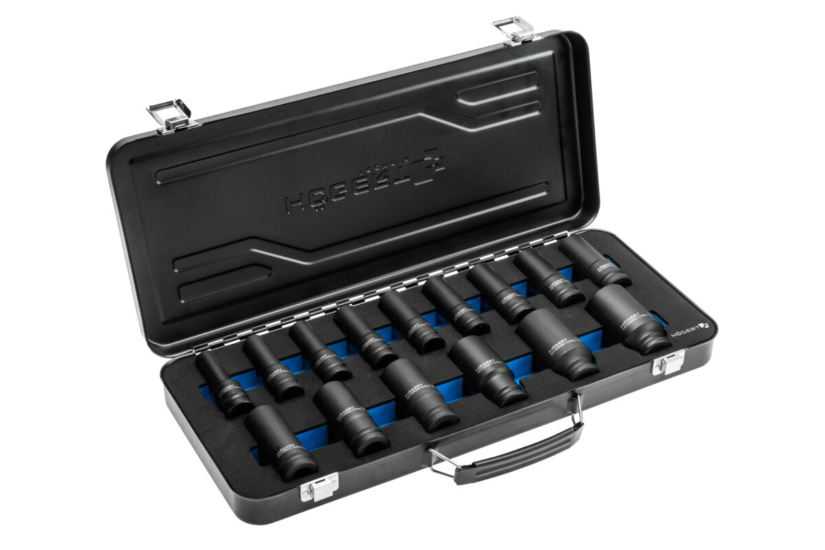 Hogert Impact socket set 15 pcs, 1/2", CrMo