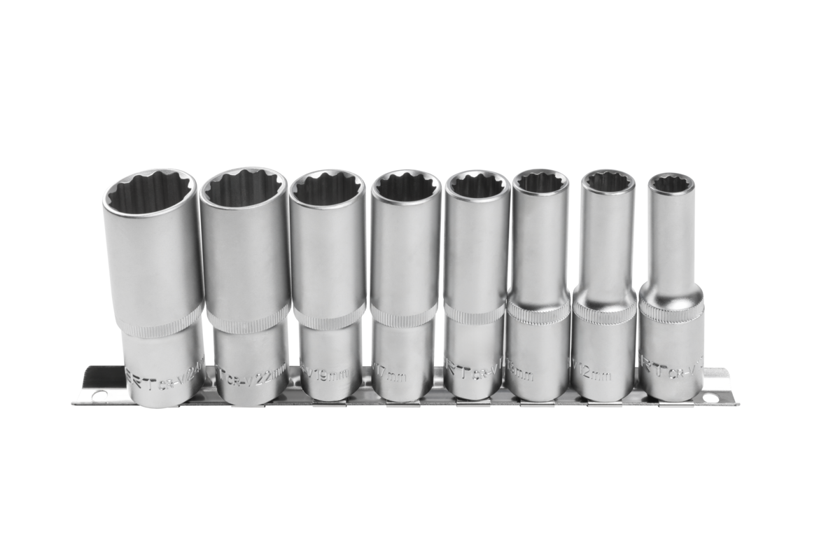 Hogert 1/2" 12-point socket wrench set, 8 pcs.