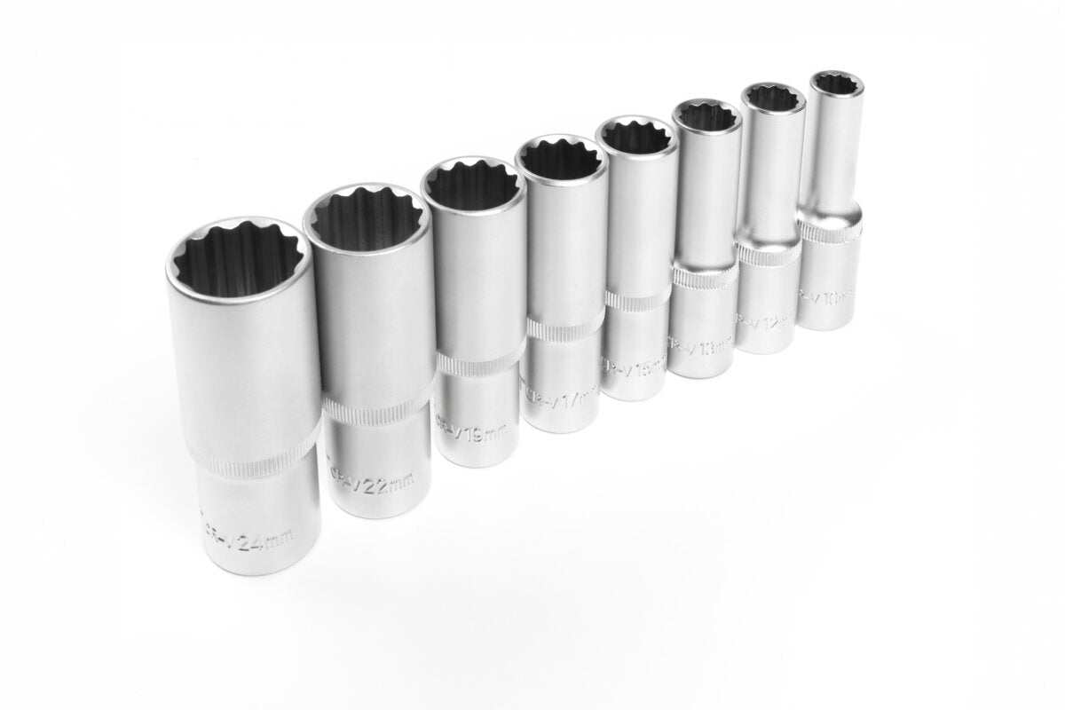 Hogert 1/2" 12-point socket wrench set, 8 pcs.