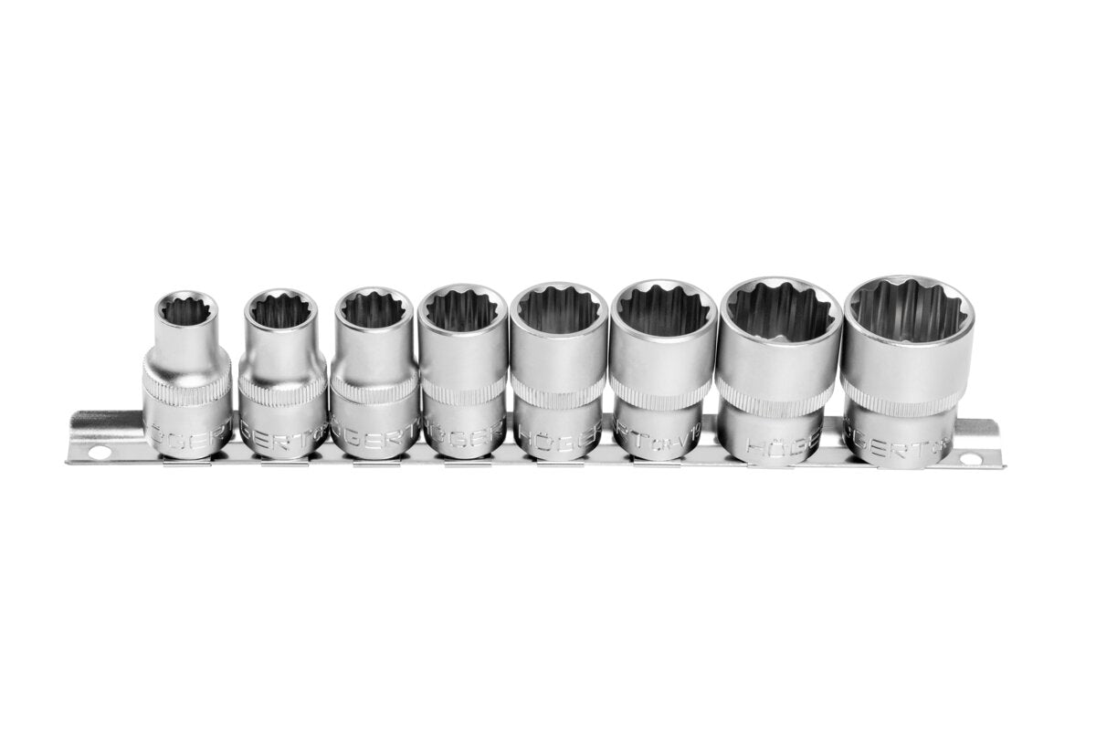 Hogert 1/2" 12-point socket wrench set. 8 pcs.