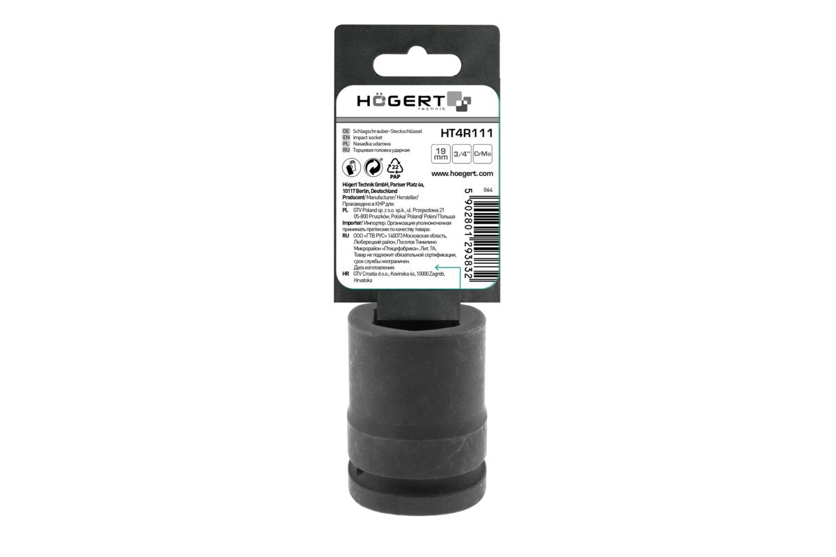 Hogert Impact socket 3/4", 19 mm, CrMo, long