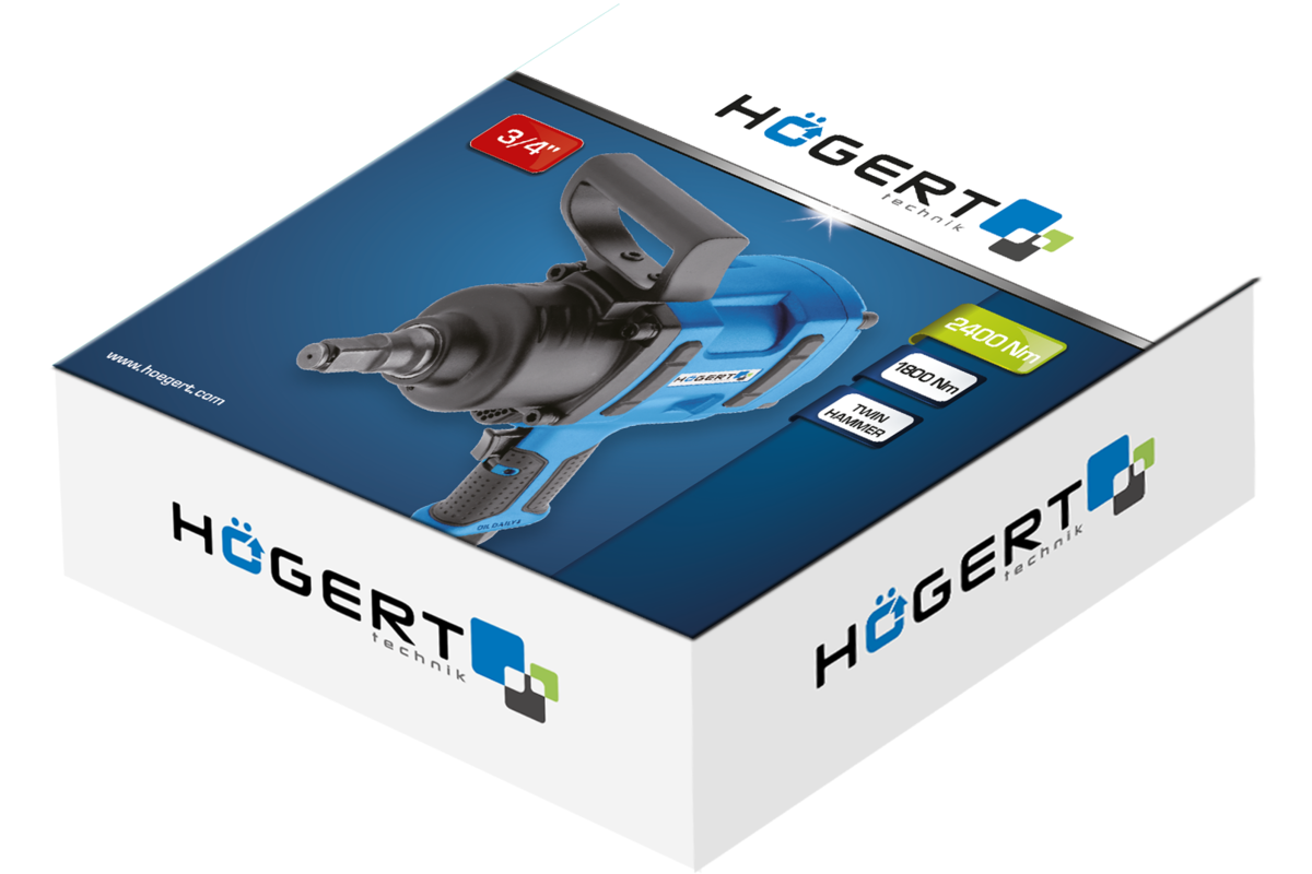 Hogert Pneumatic impact wrench  3/4", 1800Nm, Twin hammer