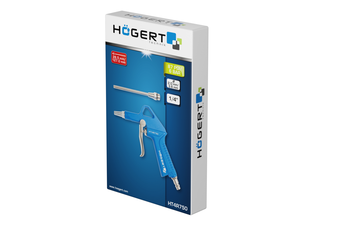 Hogert Air Blow Gun, short and long nozzles