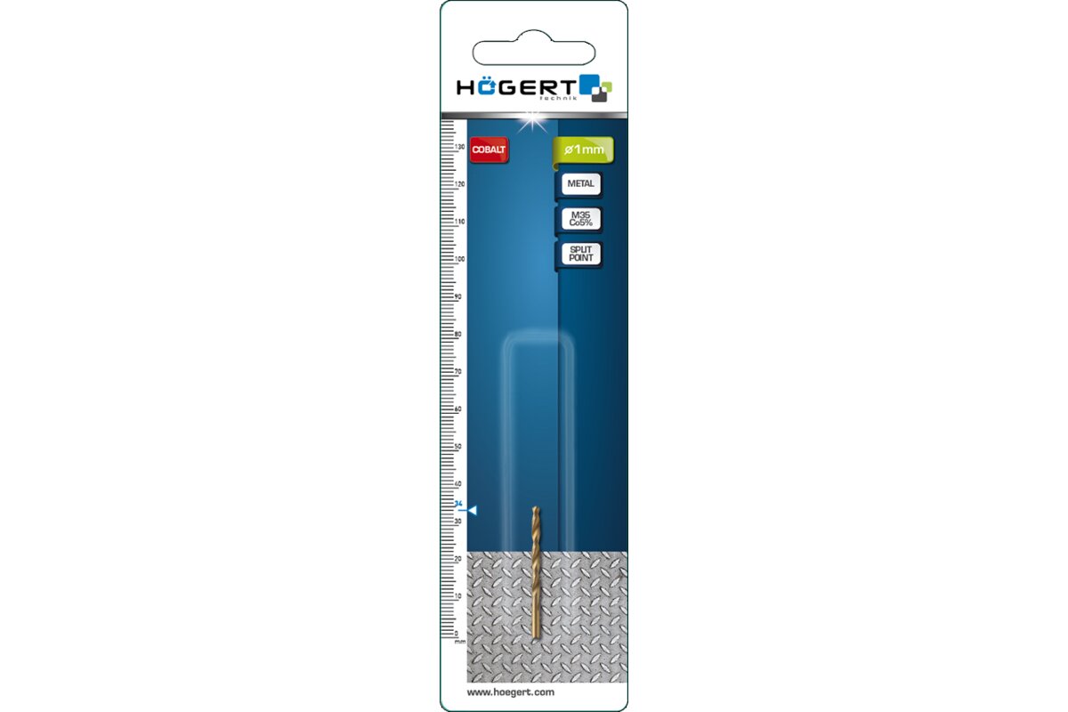 Hogert Metal drill bit Co5% 1.0 mm, 2 szt.