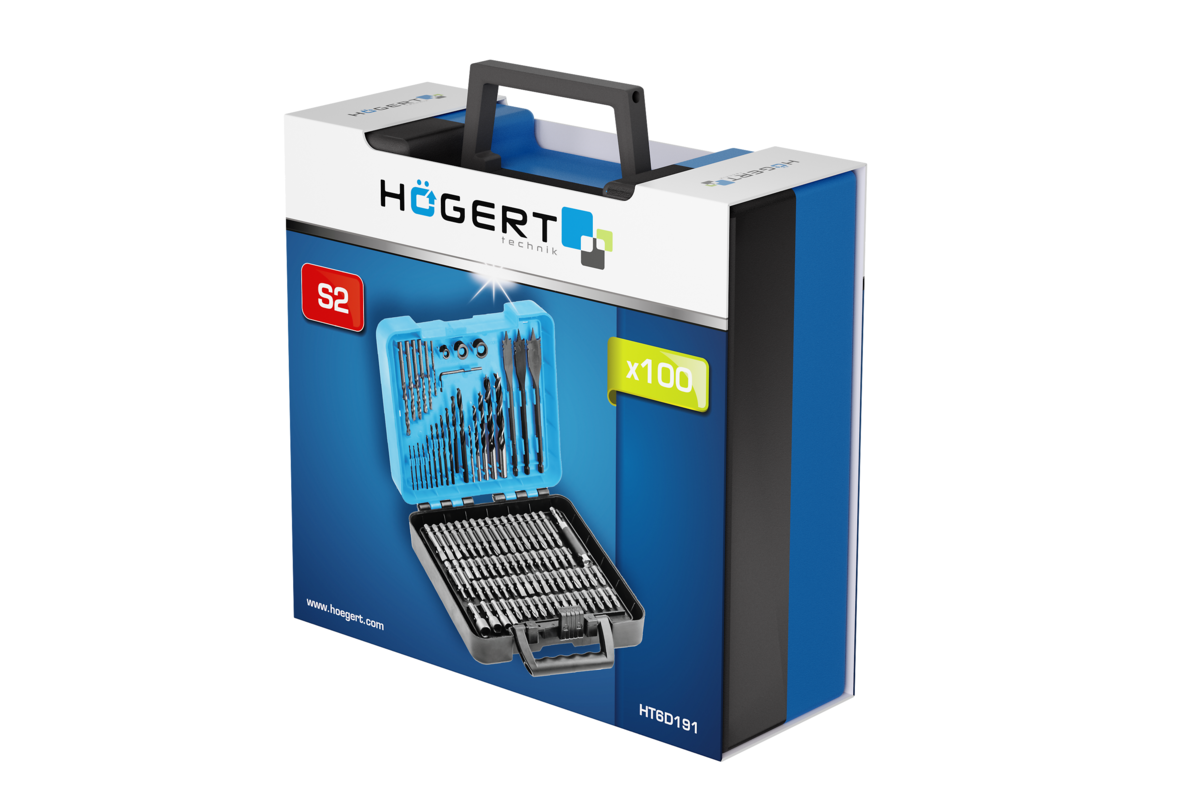 Hogert 100 pcs combination drill bit set