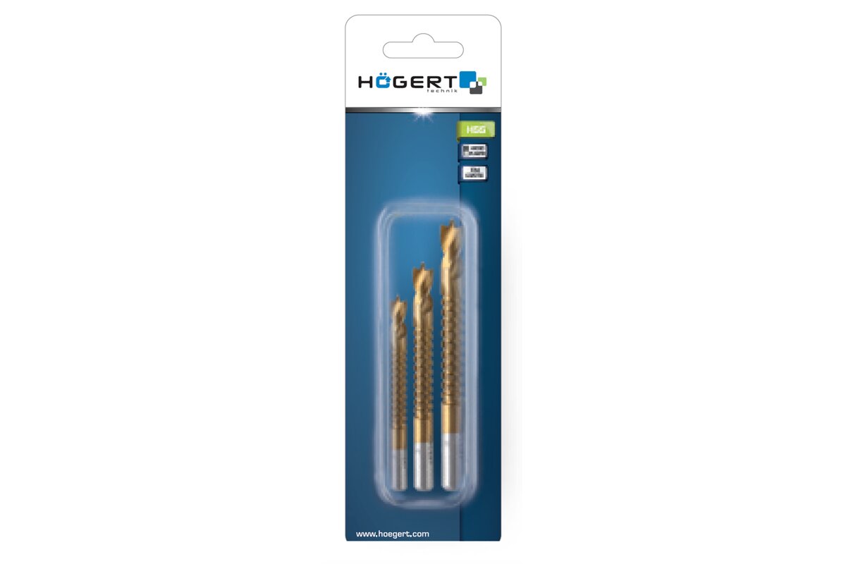 Hogert Drill saw bits set: 5, 6, 8 mm, made of HSS steel
