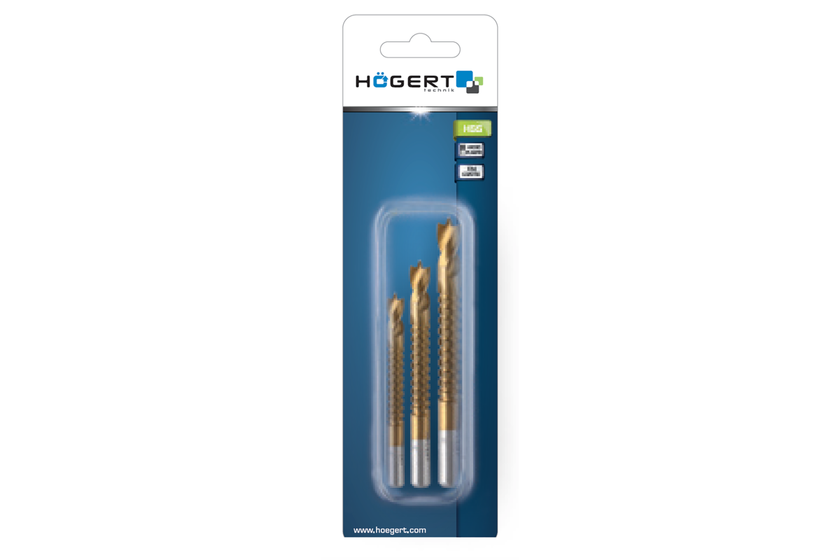 Hogert Drill saw bits set: 5, 6, 8 mm, made of HSS steel