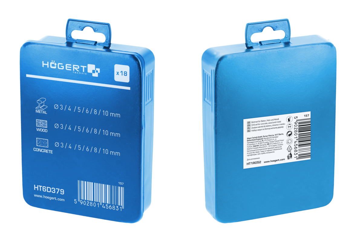 Set of drills for concrete, wood and metal