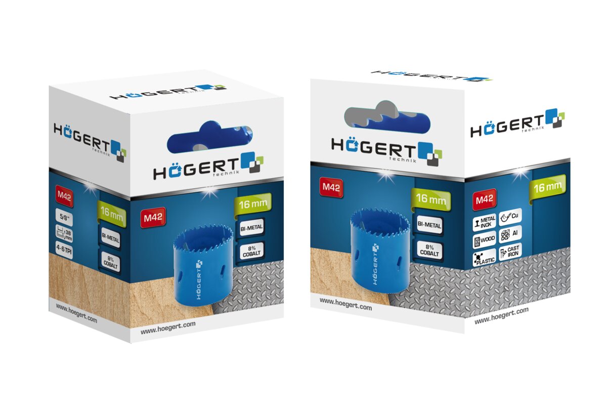 Hogert Bi-metal hole saw 16 mm, steel M42