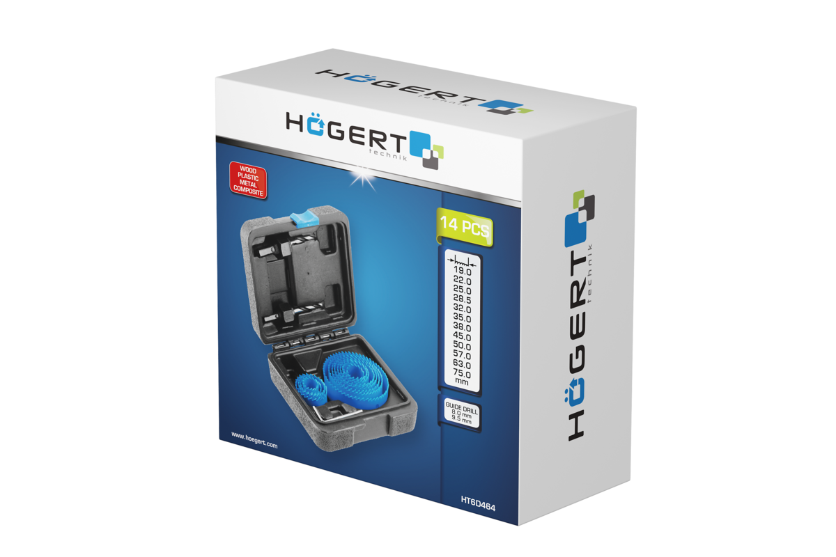 Hogert Carbon steel hole saw set 14 pcs.