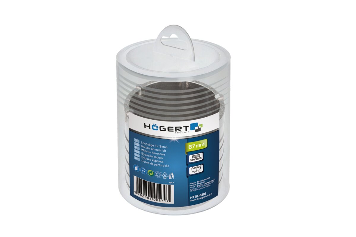 Hogert Carbide tipped core drill bits for concrete 65 mm, CrV40 steel, teeth made of YG-11C carbide