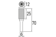 Rotary burr with teeth B, 12×25