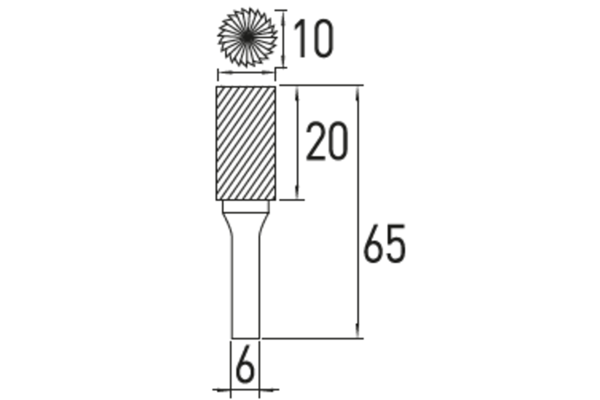 Rotary burr with teeth B 10×20 mm