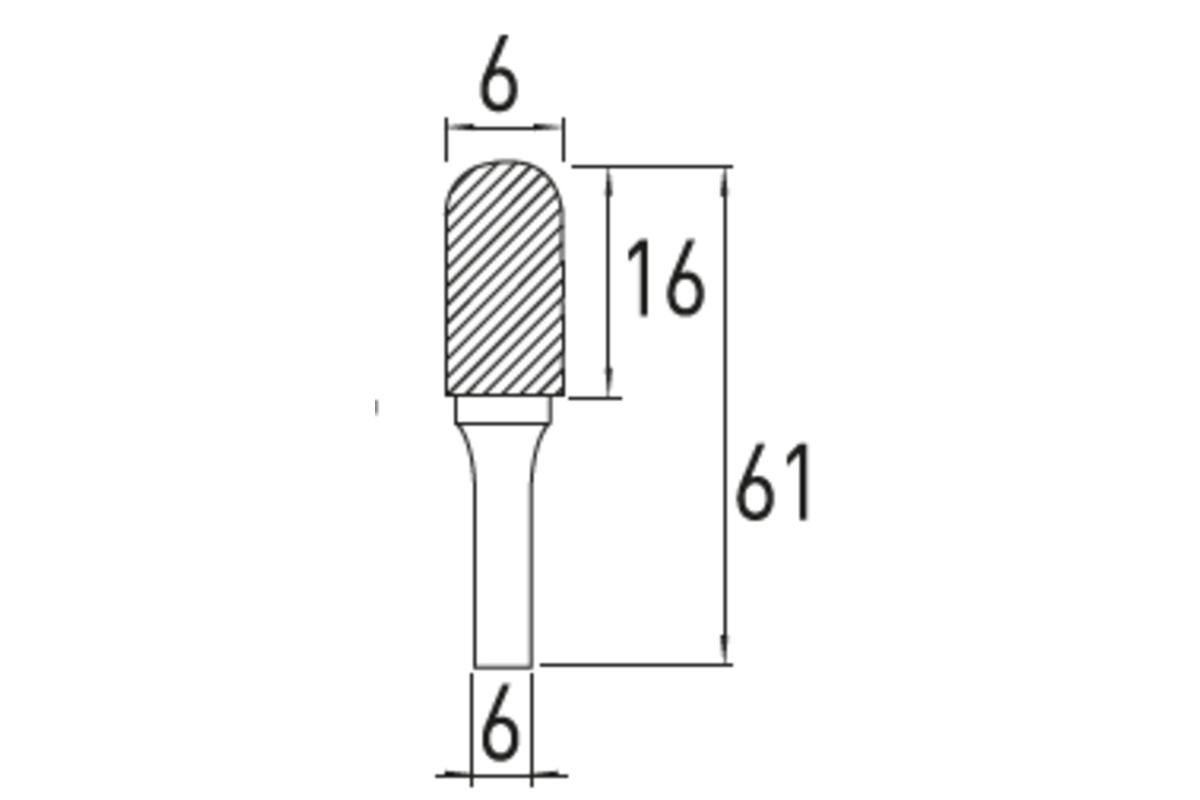 Rounded rotary burr C, 6×16