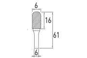 Rounded rotary burr C, 6×16