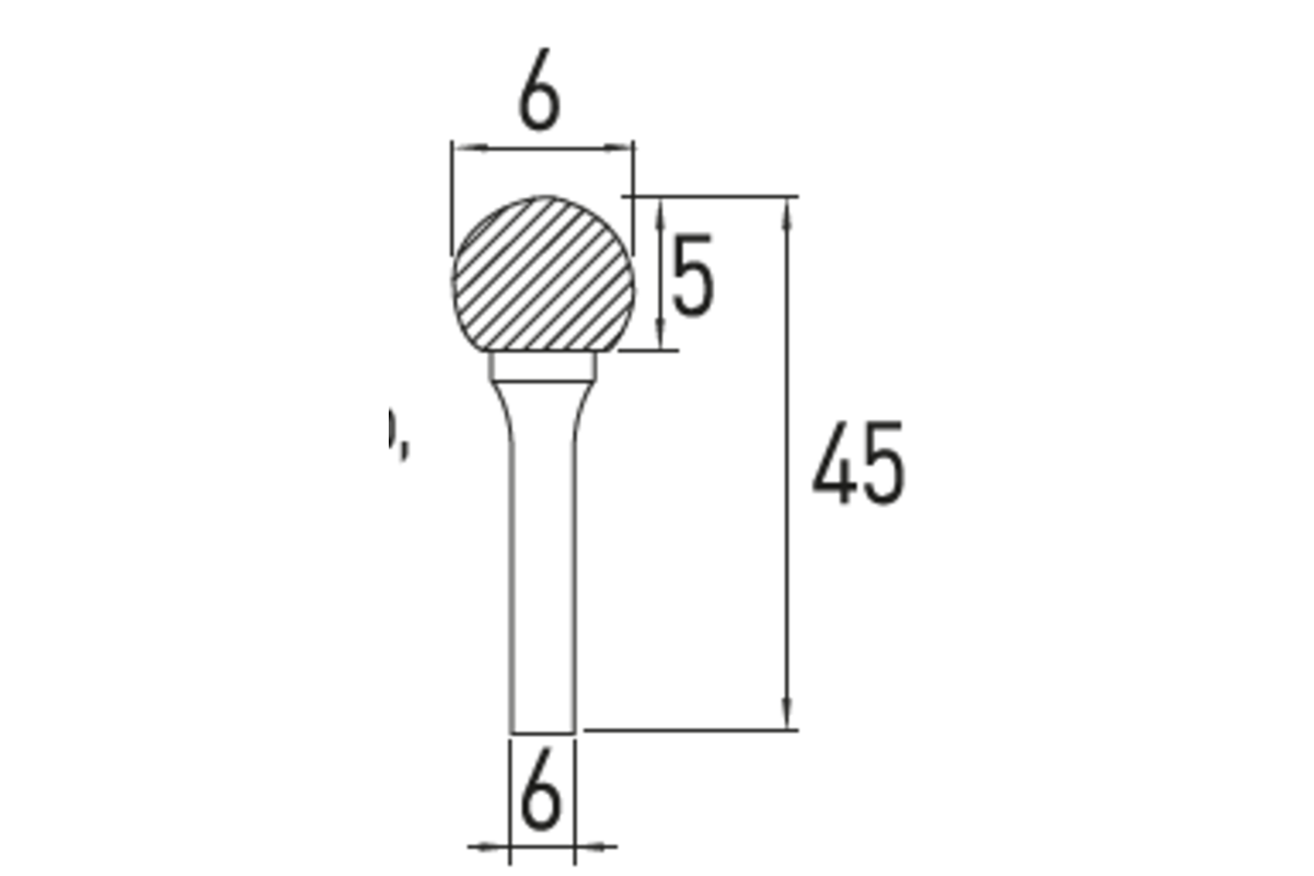 Spherical rotary burr D, 6×5