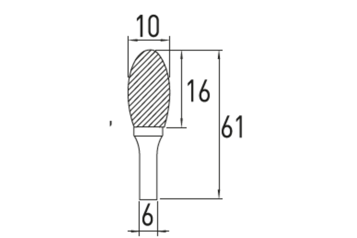 Hogert Oval rotary burr E, 10×16