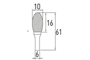 Hogert Oval rotary burr E, 10×16