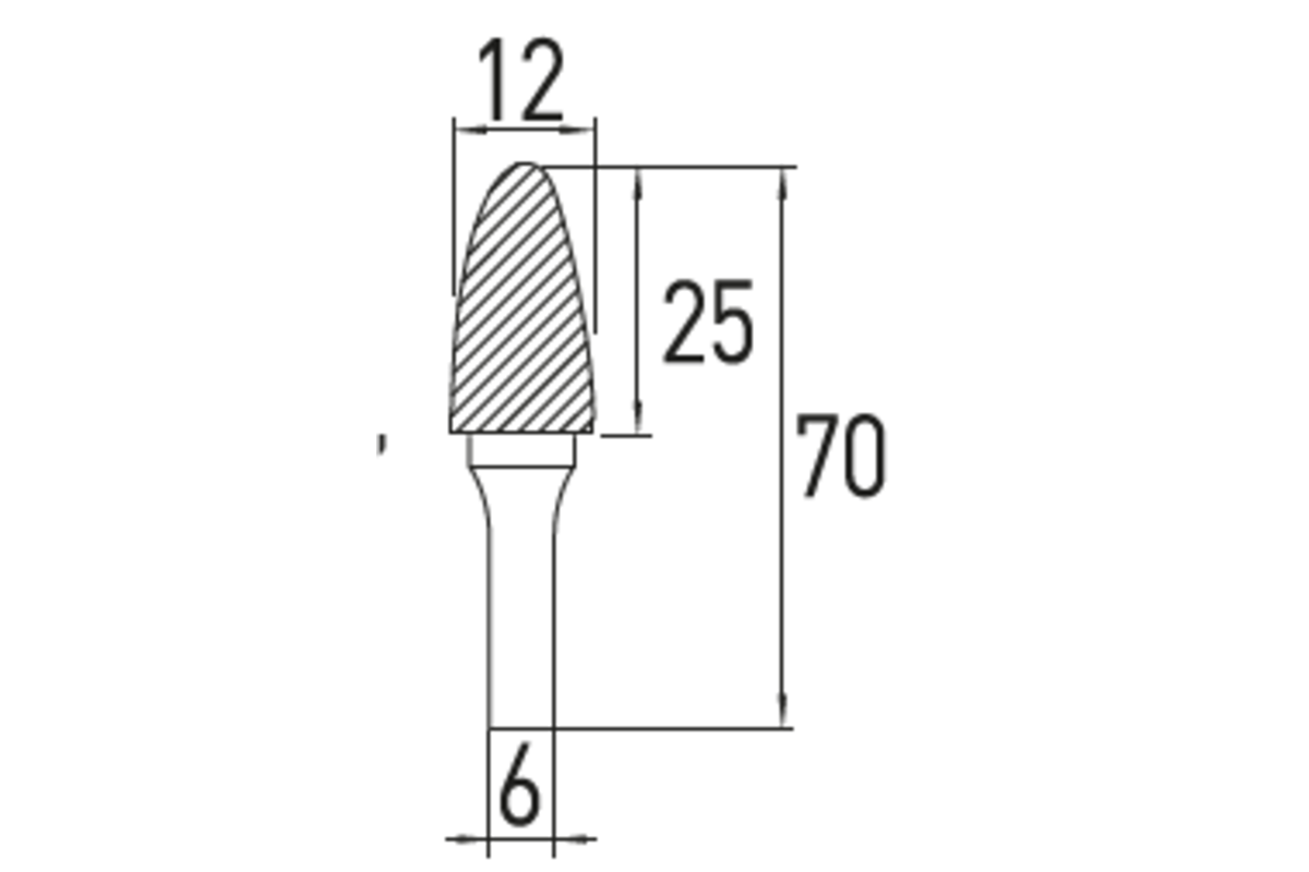 Hogert Arch round nose rotary burr F; 12×25