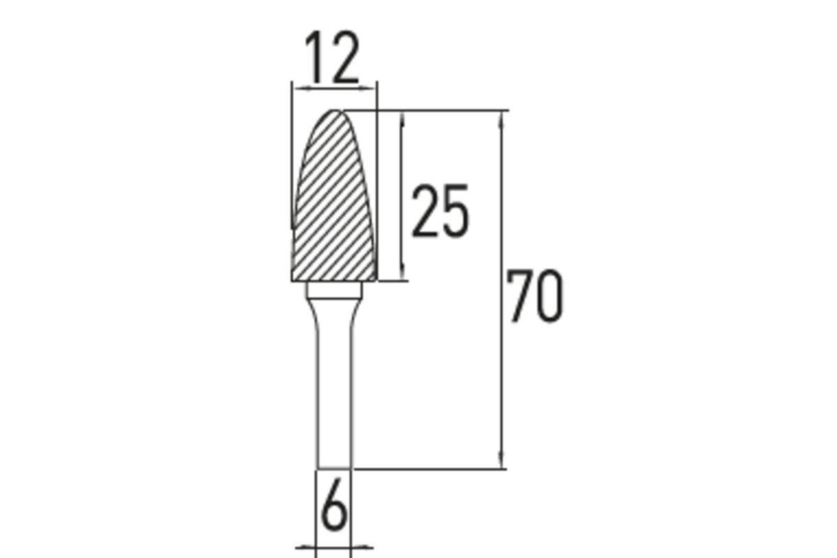 Hogert Arch pointed nose rotary burr G 12×25