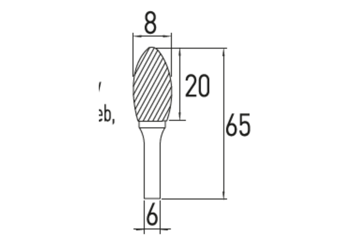 Hogert Flame rotary burr H 8×20