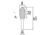 Hogert Flame rotary burr H 8×20