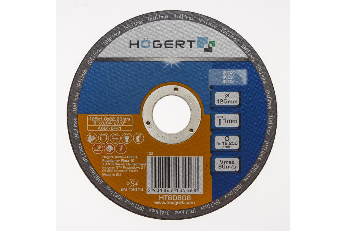 Hogert Grinding wheel for inox, 125 mm, ultra thin 1.0 mm