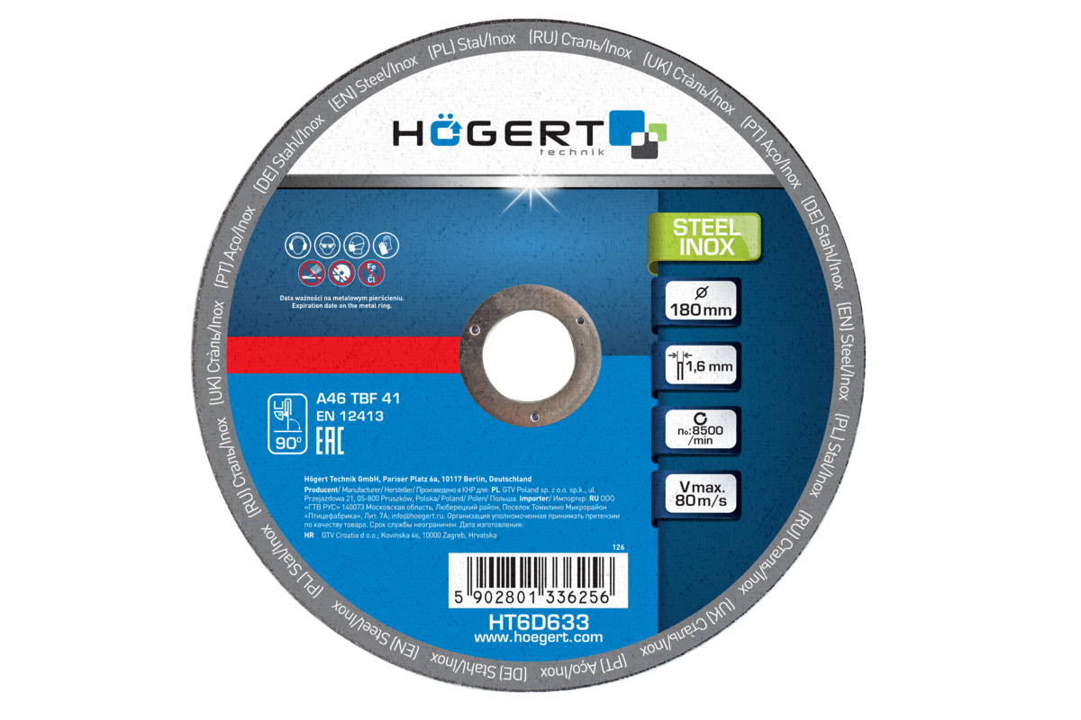 Hogert Metal Inox cutting discs 10 pcs 180×1,6×22,23