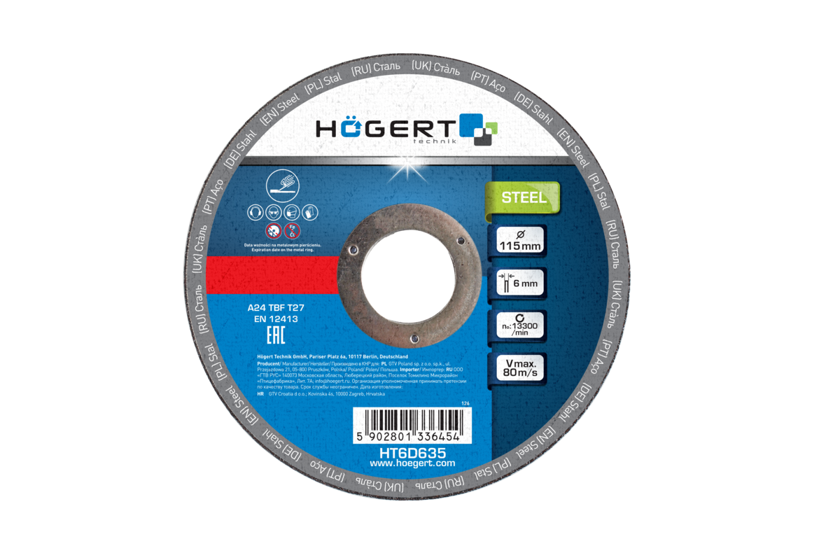 Hogert Metal grinding discs 10 pcs 115×6,0x22,23