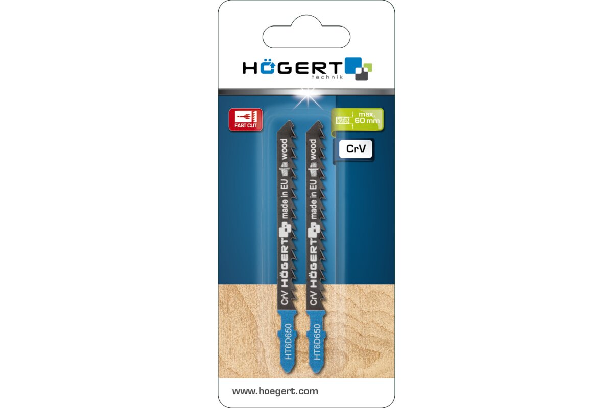 Hogert Jig saw blades 100 mm, fast straight-line cut, cut depth: 5-60 mm, 2 pcs