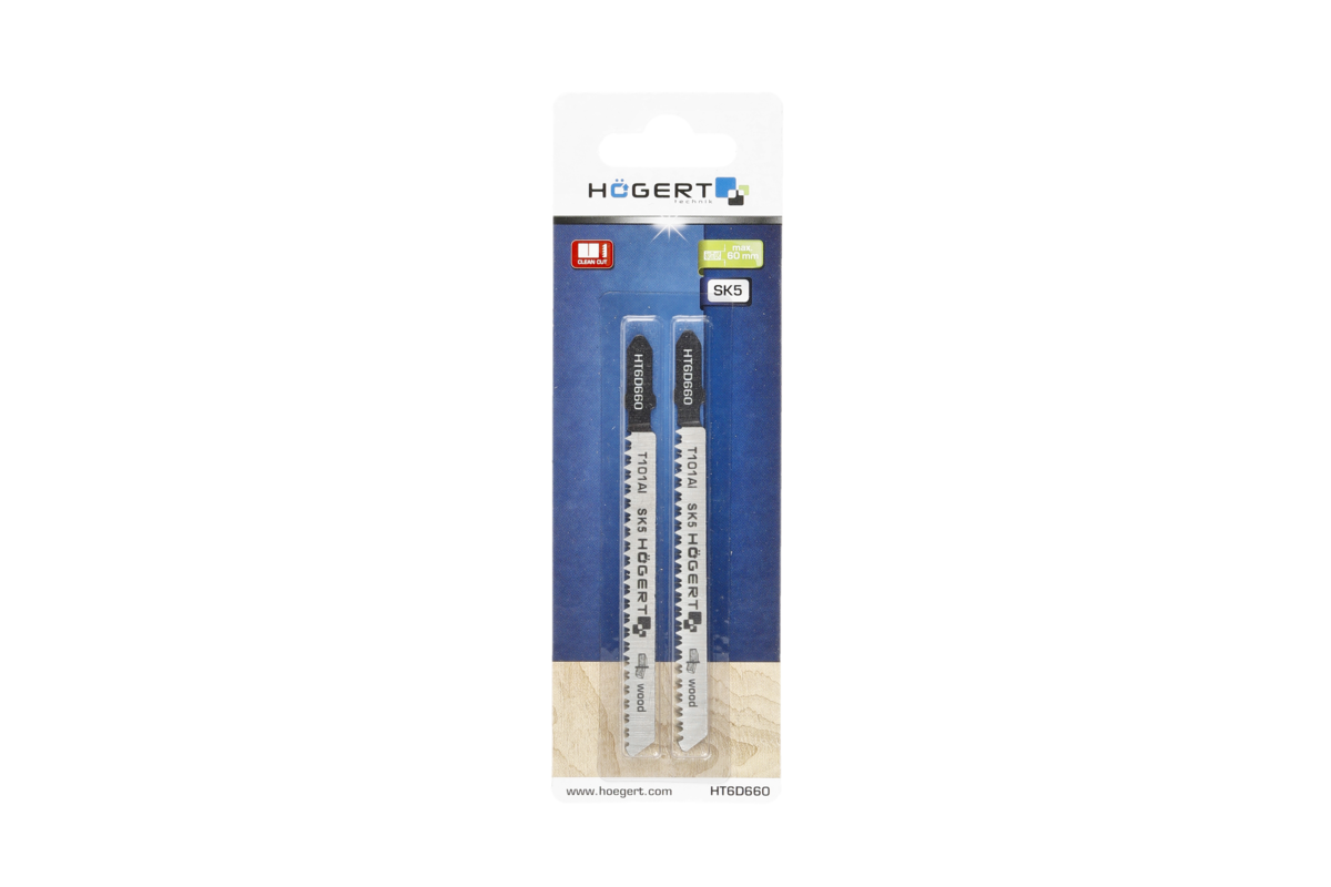 Hogert Jig saw blades 100 mm, clean straight-line cut, cut depth: 3-60 mm, 2 pcs