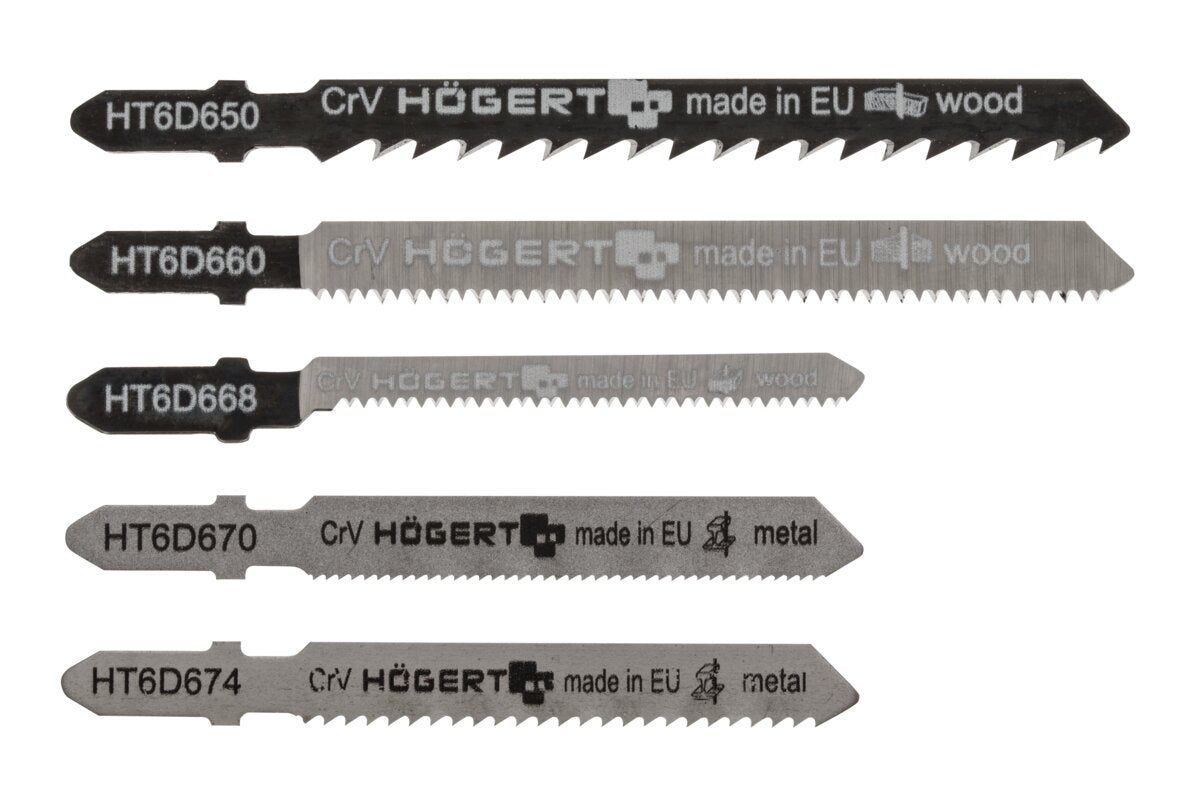 Hogert Jig saw blades set, “5 in 1” mix, 5- piece blister