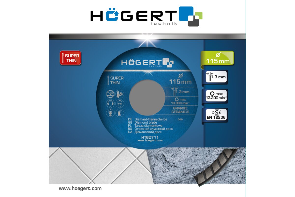 Hogert Diamond blade 115 mm, super thin