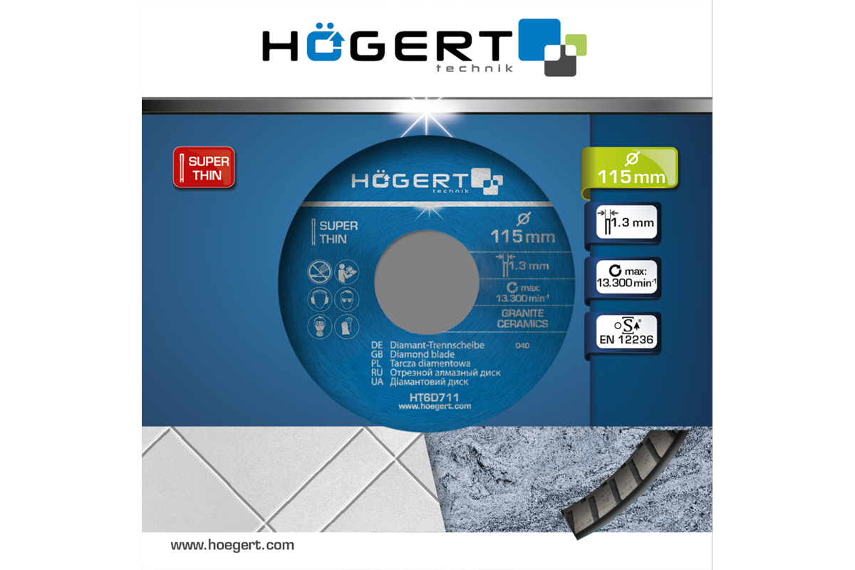 Hogert Diamond blade 115 mm, super thin