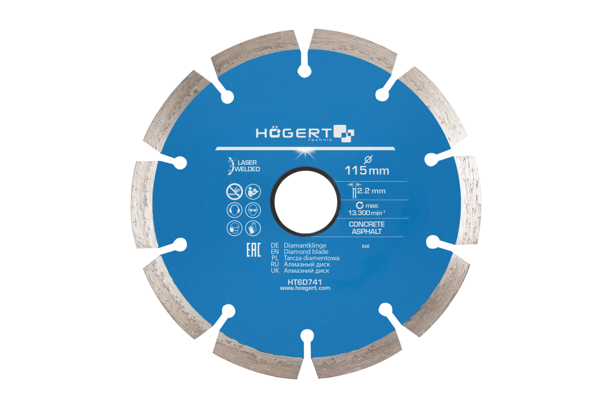 Segmented rim diamond blade 115 mm, laser welded