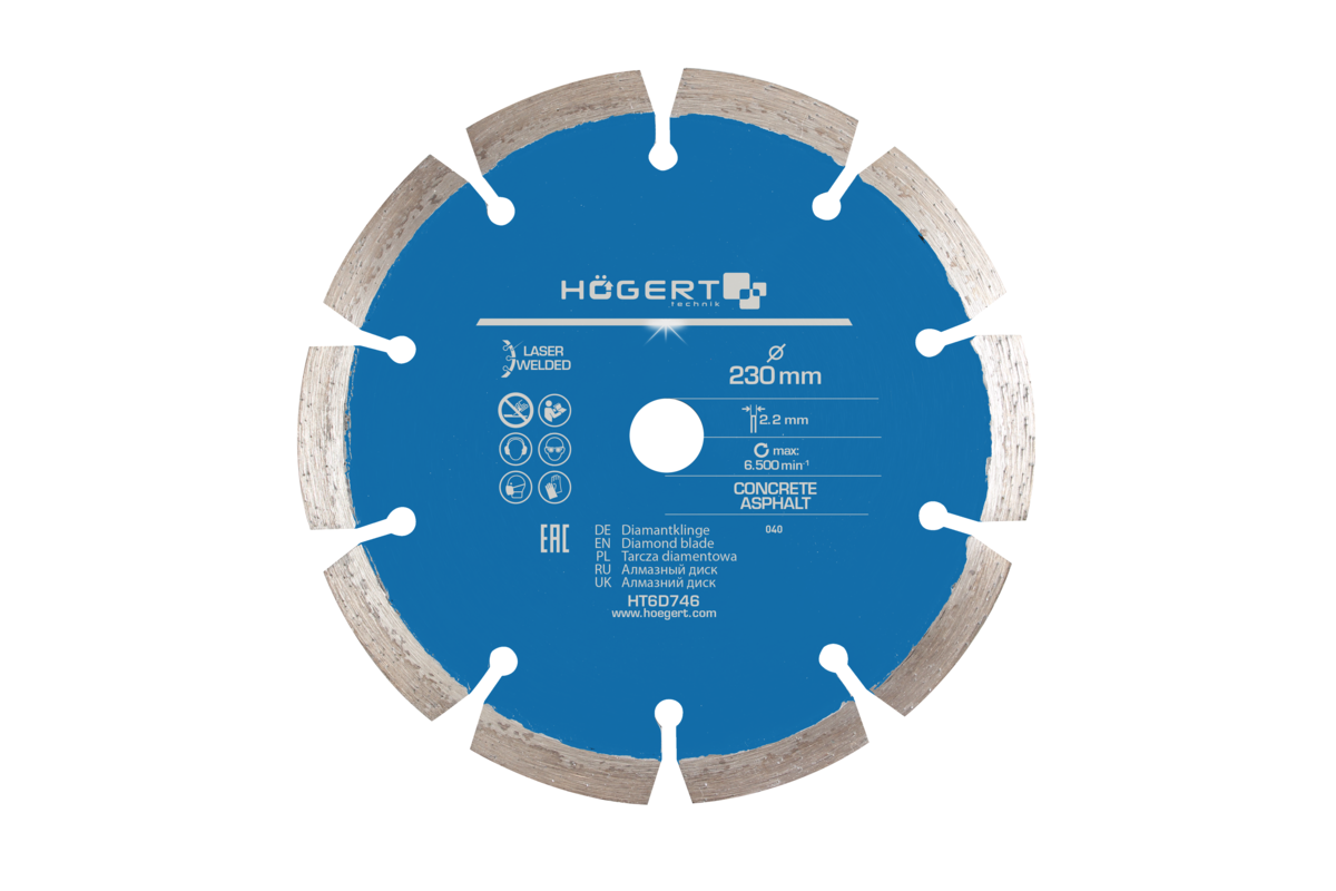 Segmented rim diamond blade 230 mm, laser welded