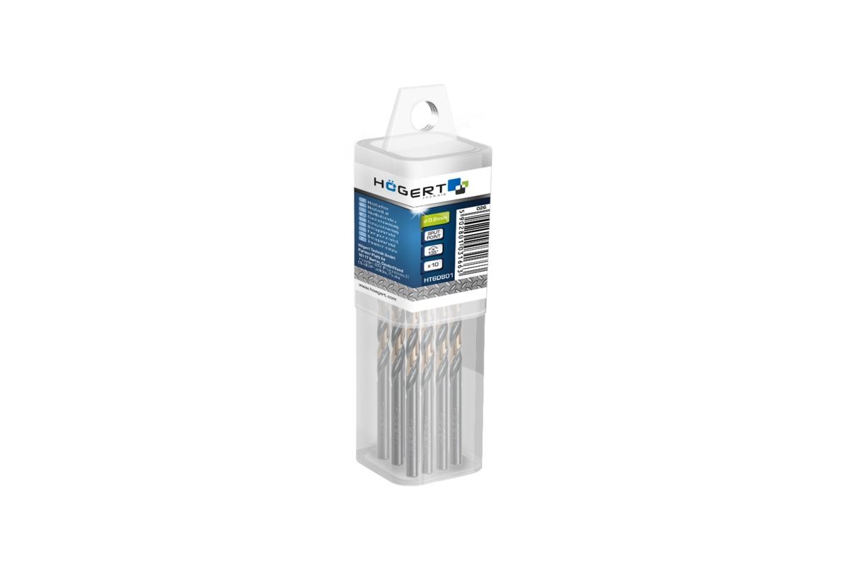 Hogert Drill bits for metal 0.8 mm, split point, 10 pcs
