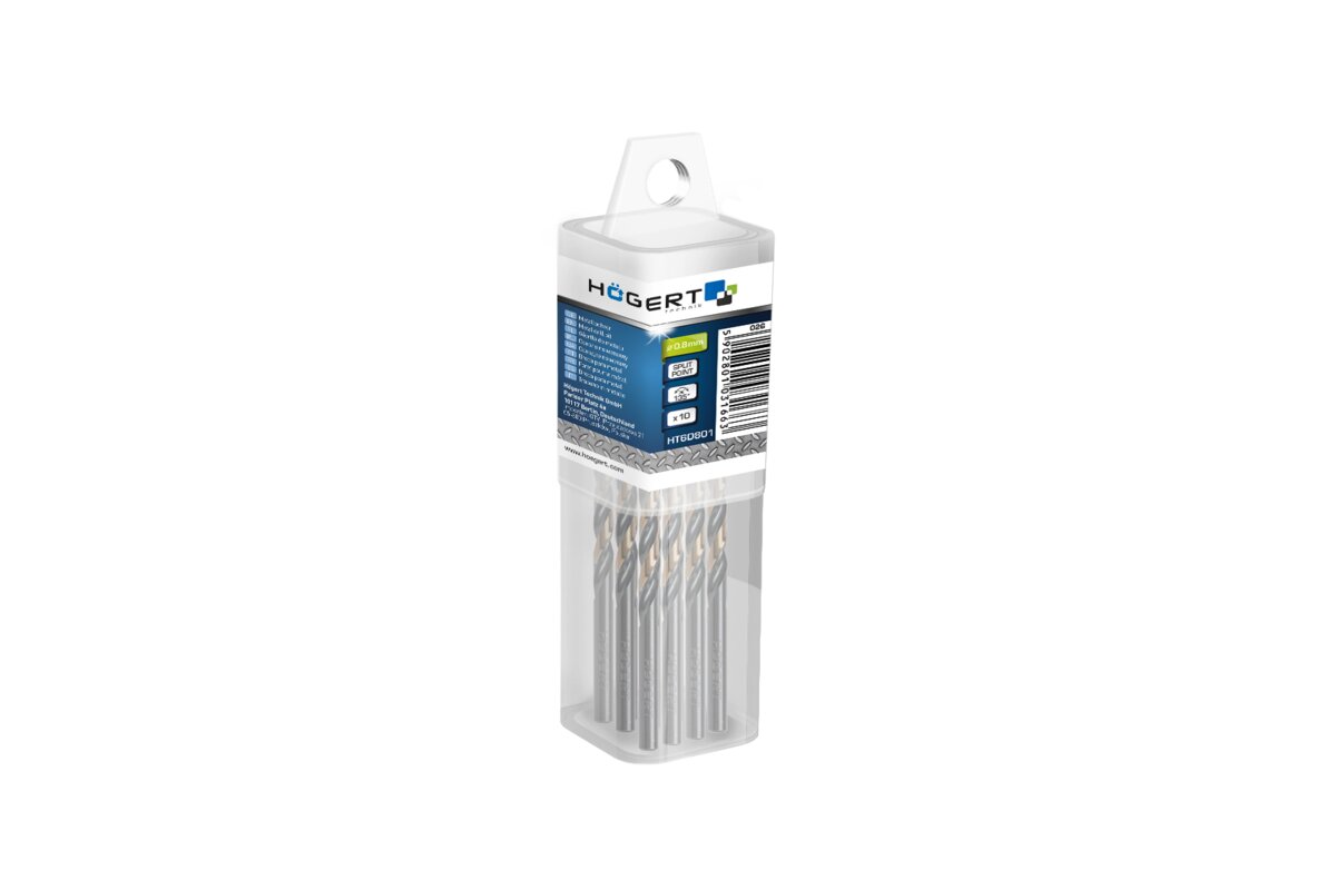 Hogert Drill bits for metal 0.8 mm, split point, 10 pcs