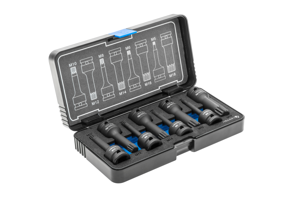 Spline impact bit sockets kit Spline 8 pcs, 1/2?, CrMo