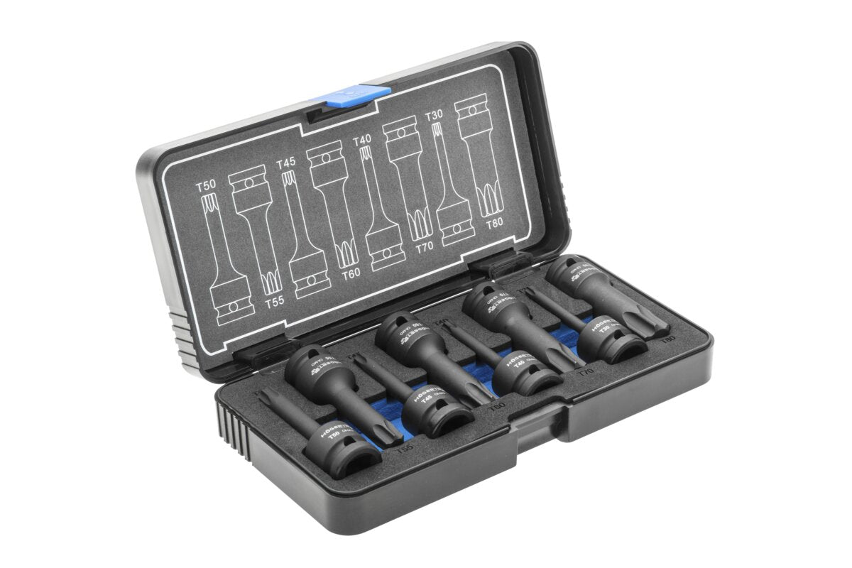 Spline impact bit sockets kit Torx, 8 pcs, 1/2?, CrMo