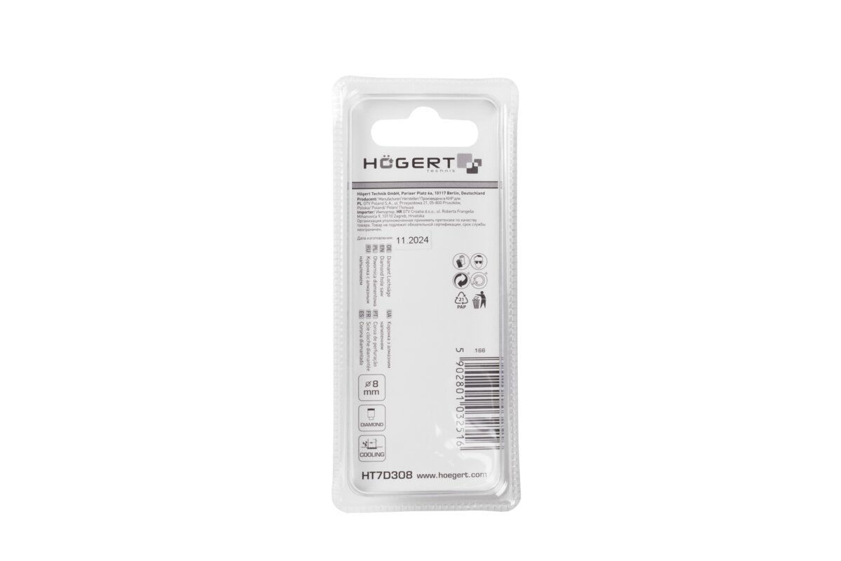 Hogert Diamond hole saw 8 mm, for drill