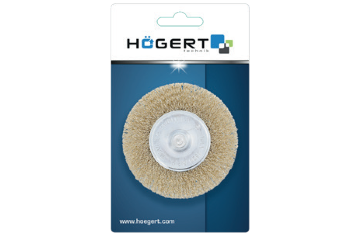Hogert Disc brush with a pin 100 mm, brass wire 0.3 mm