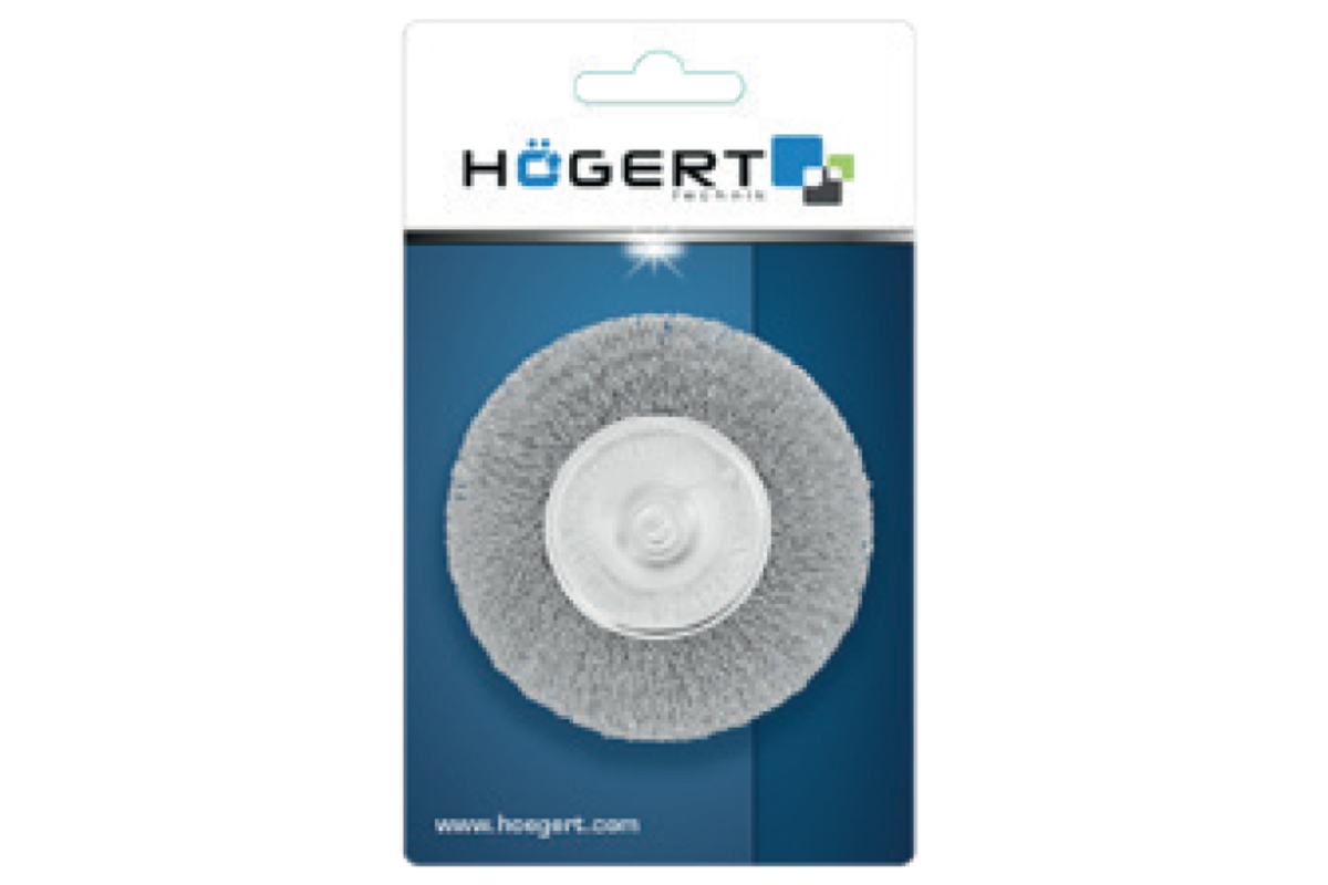 Hogert Circular brush with shaft 100 mm, steel wire, 0.3 mm