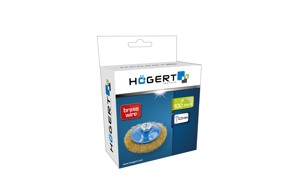 Hogert Disc brush 100 mm, M14, brass wire 0.3 mm