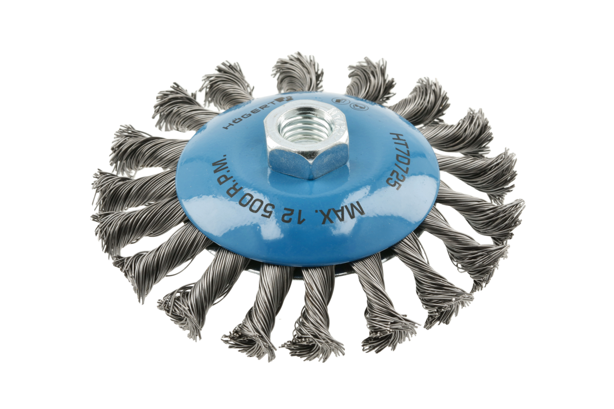 Hogert Circular brush with shaft 115 mm, M14, steel wire, 0.5mm