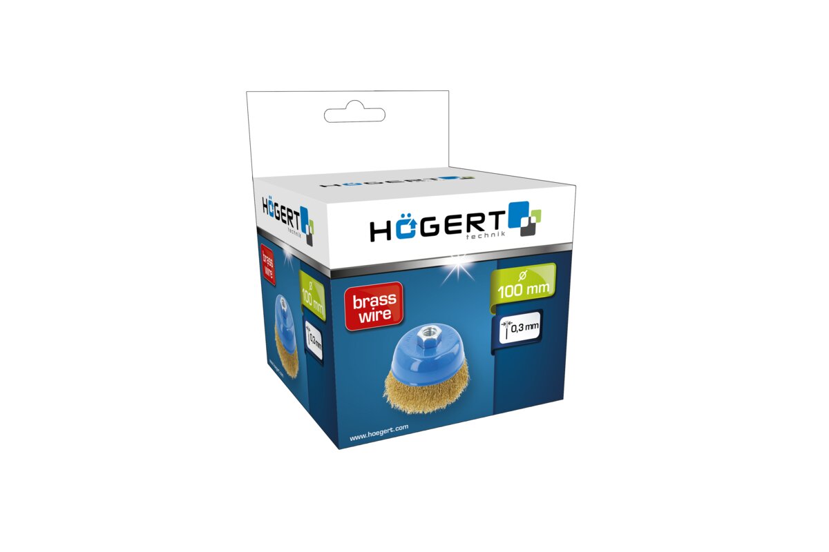 Hogert Disc brush 100 mm, M14, brass wire 0.3 mm