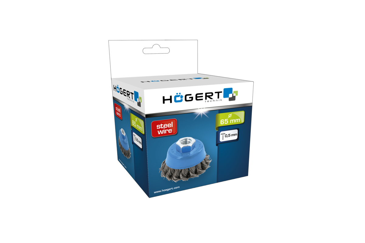 Hogert Disc brush 65 mm, M14, steel wire 0.5 mm